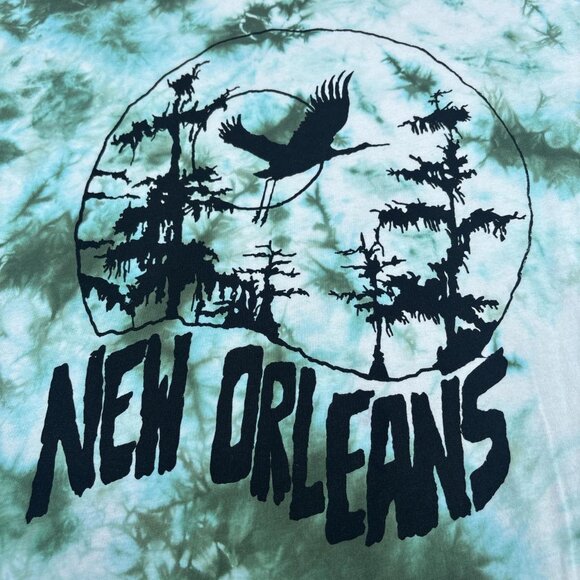 New Orleans TShirt Mens XL Green Hand Dyed & Screenprinted Swamp - Picture 2 of 7